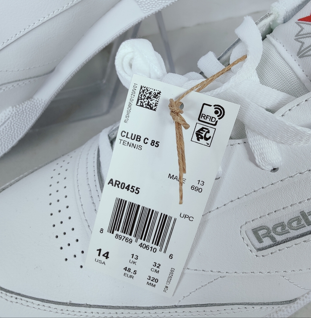 NIB Reebok Men's Club C 85 White Sheer Grey Leather Tennis Shoes Sneakers, 14 - Picture 4 of 11
